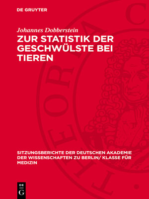 cover image of Zur Statistik der Geschwülste bei Tieren
